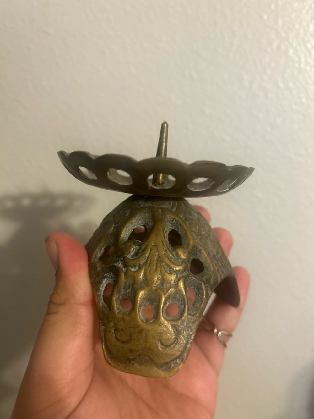 Vintage-Style Brass Decorative Candle Spike - Brass Finish